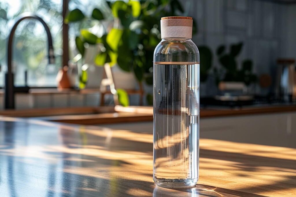 Bouteille en verre pour eau : carafe élégante et écologique pour eau plate et minérale