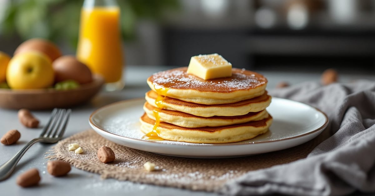 Pancakes moelleux dorés empilés sur une assiette, recettes faciles pancakes faits maison