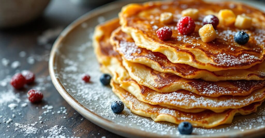 Crêpes dorées et légères empilées sur une assiette blanche, recettes de crêpes faciles à préparer