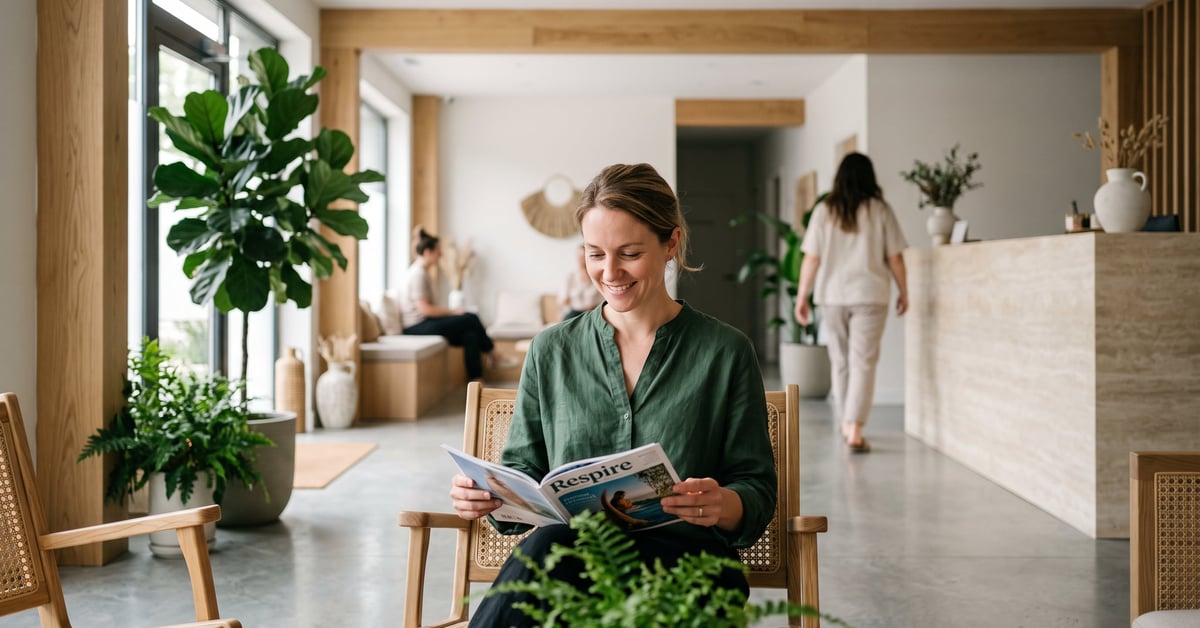 Salon bien-être moderne avec coiffeuse élégante et ambiance apaisante pour soins capillaires