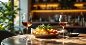 Apéro dînatoire original avec verrines colorées, bouchées créatives et planches gourmandes élégantes